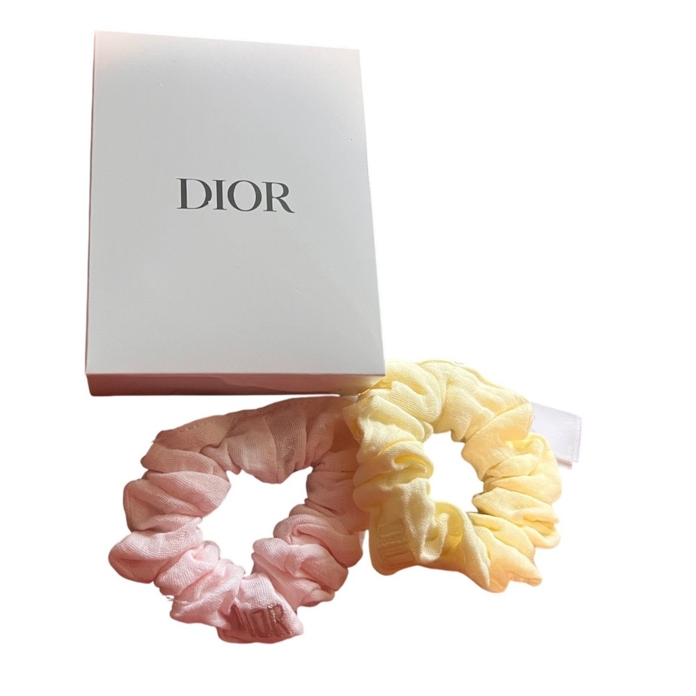 Dior Hair Scrunchies Yellow‎ & Pink Beauty GWP Cotton in Box